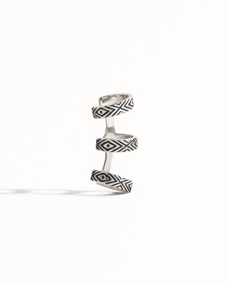 Orecchini a polsino in argento sterling Orecchini aztechi malocchio Chevron Ear Wrap Orecchini Boho Gioielli Regalo per lei ECU005 immagine 2