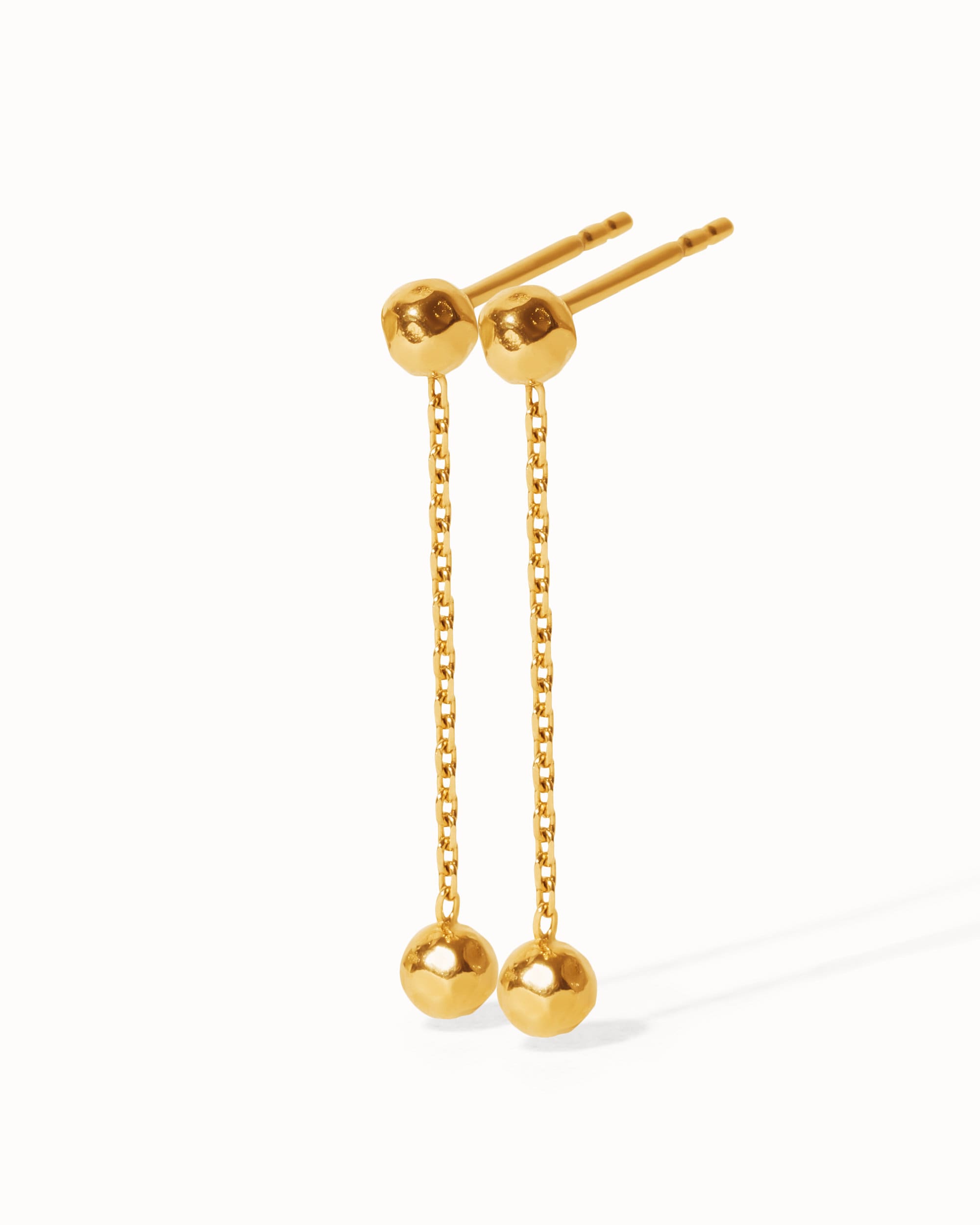 Chain Ball Earrings • Gold Ball Threader Earrings • Drop Ball Earrings • Silver Chain Dangle Earrings • Double Ball Earrings - CST024