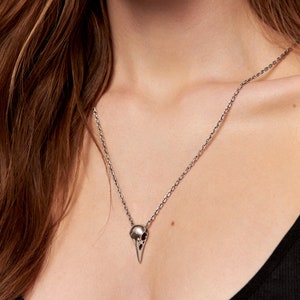 Silver Raven Skull Necklace Bird Skull Jewelry Raven Skull Gothic Pendant Goth & Steampunk Gift for Him Best Christmas Gift - FPE005 image 6