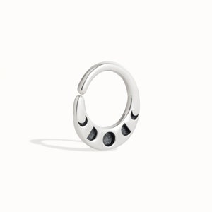 Moon Phase Septum Ring Nose Ring Celestial Jewelry Sterling Silver Bohemian Fashion Indian Style 14g 16g 18g BSE041 image 3