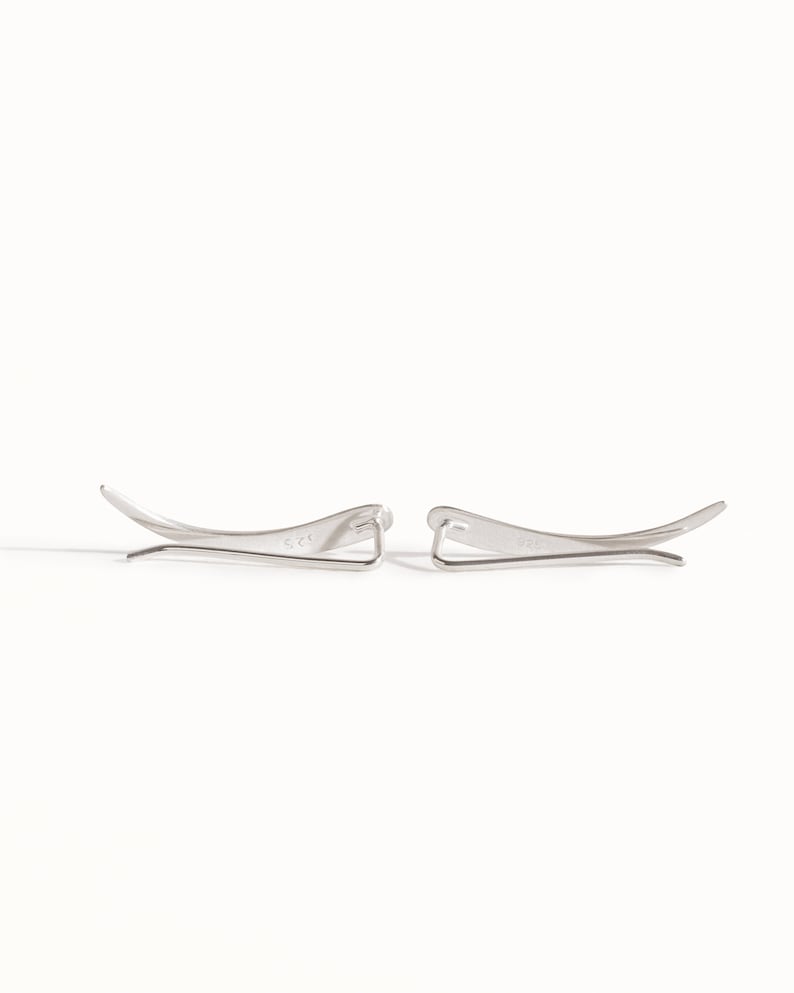 Pendientes de plata de ley con diseño de oreja de luna creciente celestial, pendientes escaladores de orejas, regalo de joyería minimalista moderno para orugas de orejas FES007 imagen 9