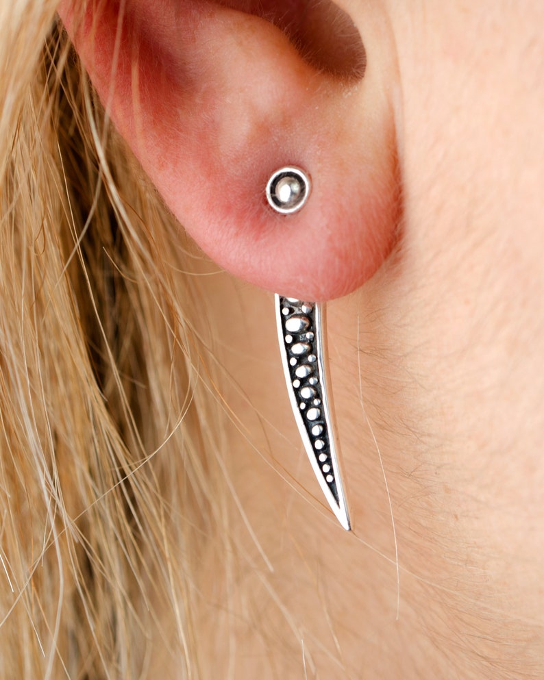 Sterling Silver Ear Jacket Earrings Sunshine Ear Cuff Earrings Boho Jewelry Gift for Her JKT003 image 6