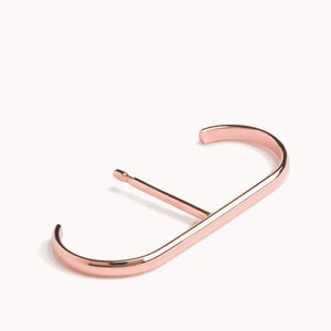 Suspender Earring Minimalist Silver Earring Modern Geometric Ear Lobe Cuff Earring 14k Gold Filled Stud Bar Earring Simple Gift CST027 14K Rose Gold Filled