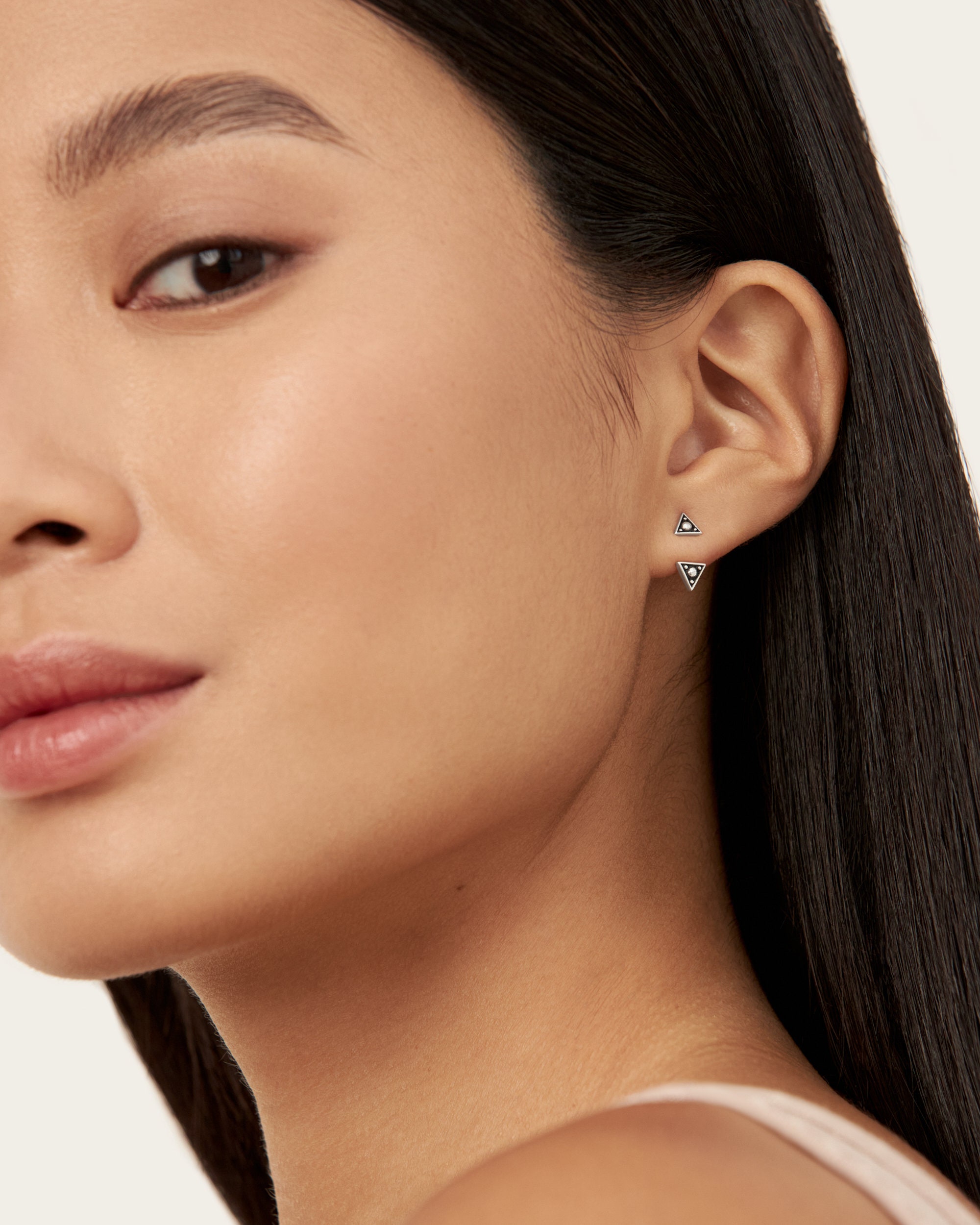Sterling Silver Triangle Ear Jacket Earrings Ear Cuff Earrings Modern Jewelry  Gift for Her - JKT007SSO