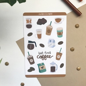 Feuille d’autocollants de café, Autocollant de scrapbooking pour les amateurs de café, Autocollants de planificateur de café addict