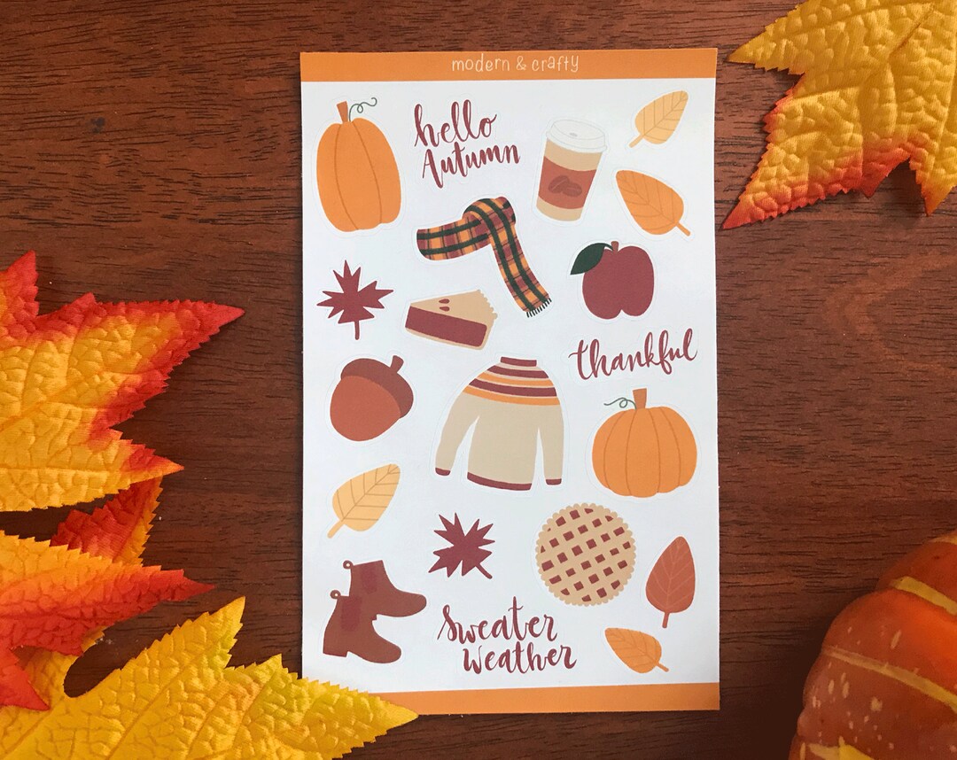 Fall Sticker Sheet, Bujo Scrapbooking Sticker, Autumn Planner Stickers ...