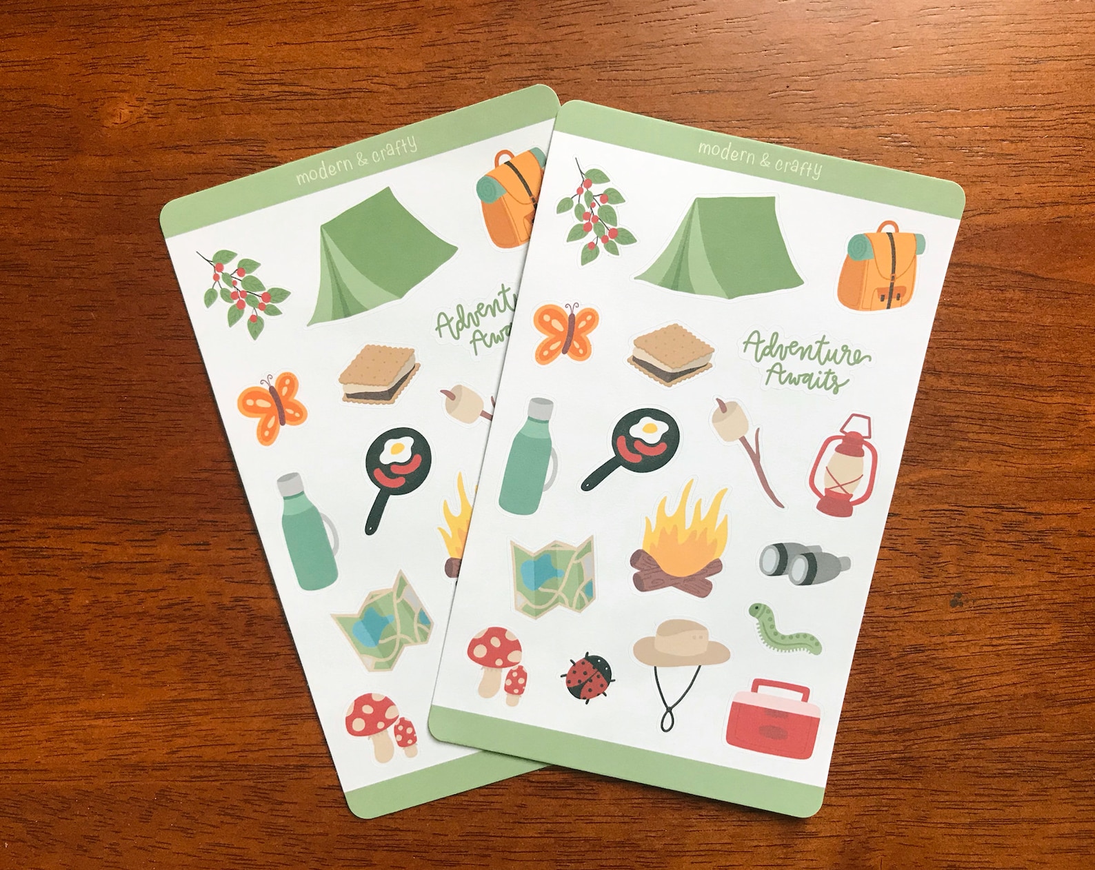 Camping Sticker Sheet Travel Scrapbooking Sticker Hiking Etsy