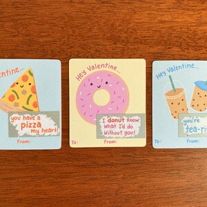 Cartes de Saint-Valentin à gratter pour enfants - Pizza, beignets et thé aux perles