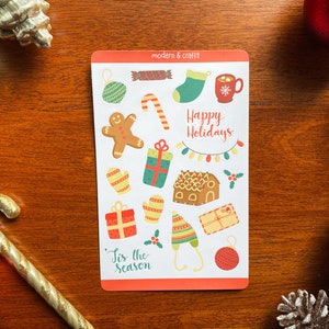 Journal de feuille d’autocollant de Noël, autocollant de scrapbooking de Bujo, autocollants de planificateur de vacances