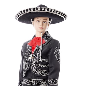 Boys Black Charro Outfit With Swirl Design Traje De Charro Boys Baptism Mariachi Mexicano Black silver Etsy