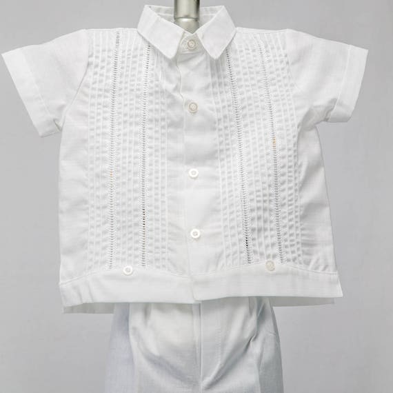 Mexican Wedding Shirt Cotton Guayaberas Boys Baptism Shirt w// Pants Set Boys Guayabera Shirt style 910
