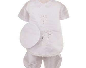 Baptism Outfit for Boys - 4-Piece Christening Set with Cape & Cap, Blessing Outfit, Traje de Bautizo, Baby Boy Ropon - CAP 803