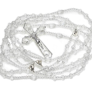 Crystal Wedding Lasso with Ornate Crucifix, Catholic Wedding Rosary And Unity Lazo, Octagon Beads – LA RM 004S