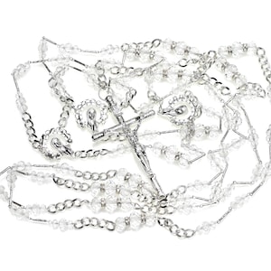 Silver Chain & Crystal Wedding Lazo – Lazo de Boda, Catholic Wedding Unity Cord, Traditional Wedding Lasso Rope - LA JC 314
