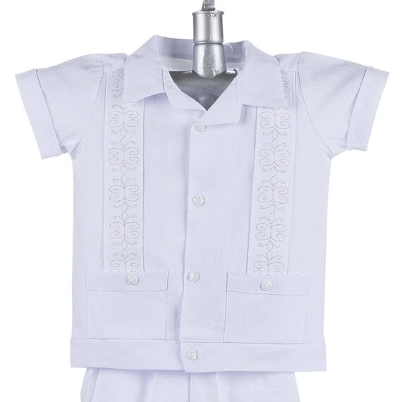 Boys Guayabera Shirt and Pants Set Boys Baptism Guayaberas RUS 904