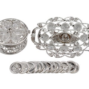 Silver Arras, Arras de Boda, Wedding Unity Coins,Wedding Set including Silver Plated Tray, Arras Chest and 13 Coins AR JC 004 image 1