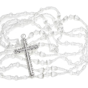 Swarovski Crystal Wedding Lasso, Lazo de Boda, Catholic Wedding Rosary, Arras de Boda, Wedding Ceremony Lasso with Silver Cro