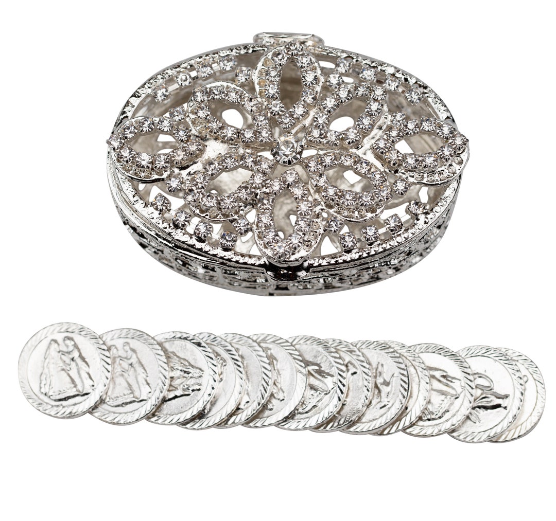 Silver Arras Box, Crystal Wedding Coin Box, Catholic Wedding Chest ...