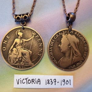 UK British England BIG Victorian Vintage penny pendant 1879-1967, choose year
