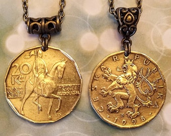 STUNNING Czechoslovakia 20 Koruny coin pendant 1993-2012, choose year