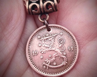Finland Copper 50 Pennia coin pendant 1940 to 1943, choose year