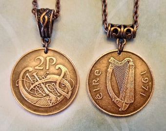 Ireland Bronze Irish Celtic Bird Coin Pendant Necklace, 1971-1998 choose year