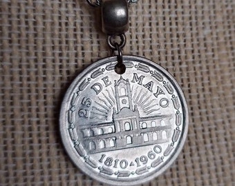 Argentina 1960 1 Peso coin pendant- 25 de Mayo special