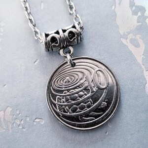 Cayman Islands Sea Turtle Coin Pendant Necklace, Silver Tone, Choose Year 1972-2019