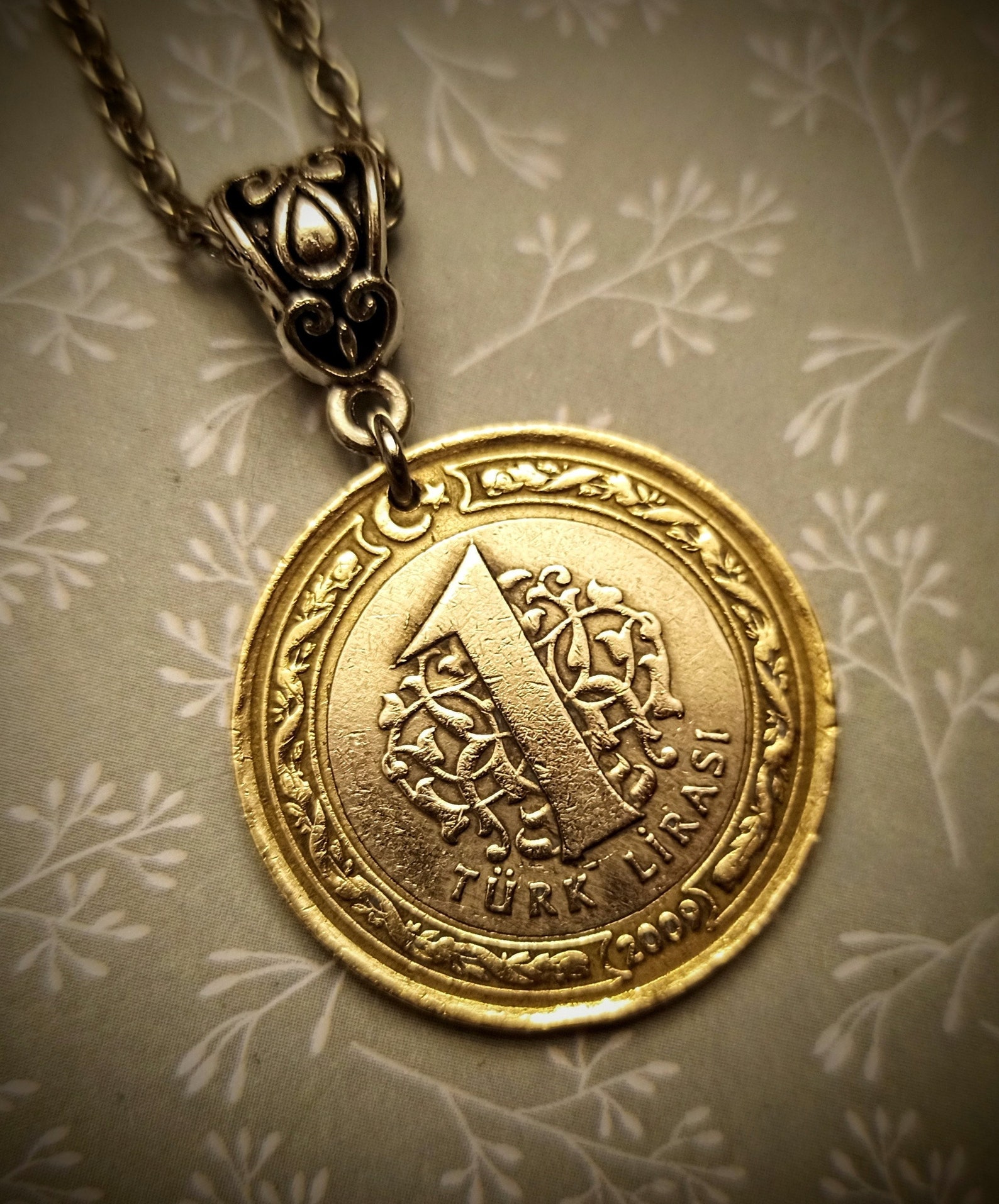 Turkey Bimetallic 1 Lira 1 Inch Coin Pendant Necklace 2009-2018, Choose ...