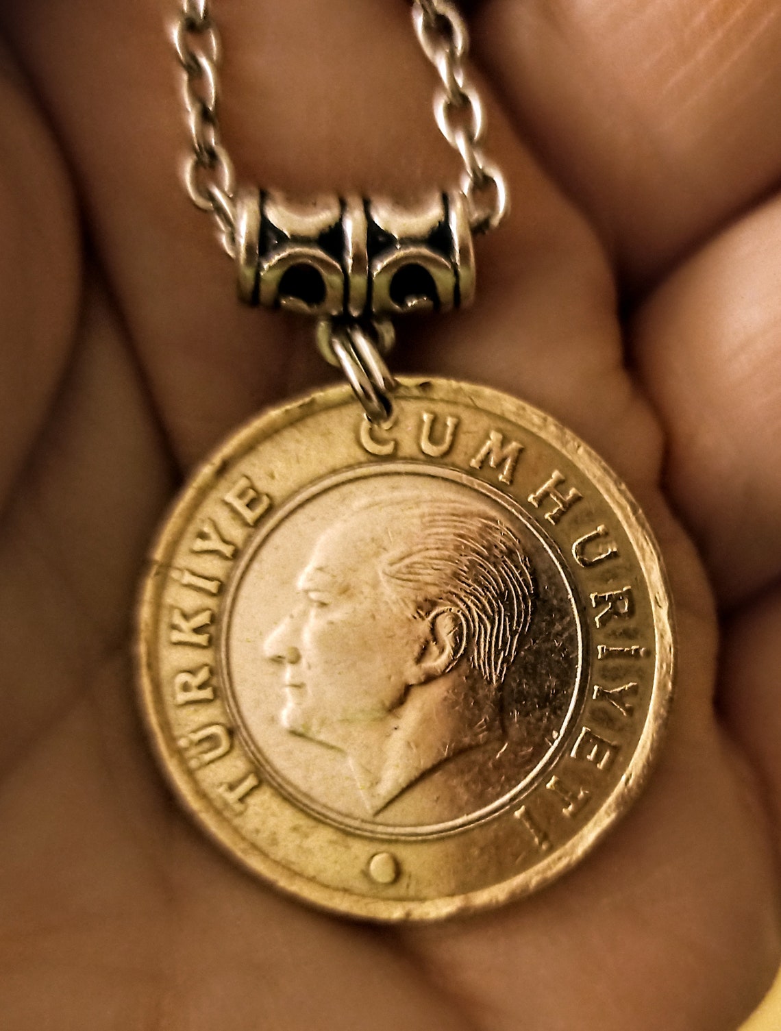Turkey Bimetallic 1 Lira 1 Inch Coin Pendant Necklace 2009-2018, Choose ...