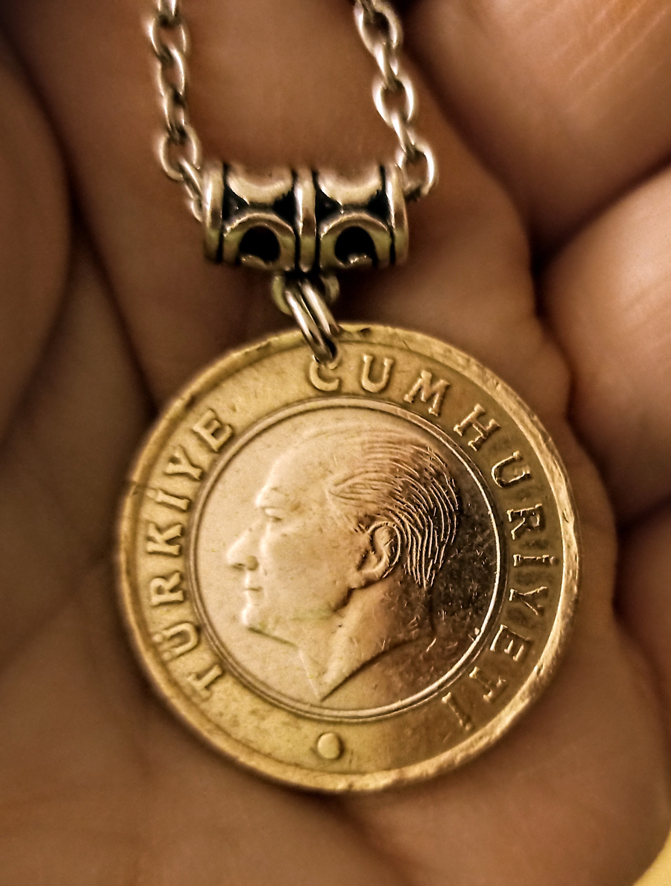 Turkey Bimetallic 1 Lira 1 Inch Coin Pendant Necklace 2009-2018, Choose ...