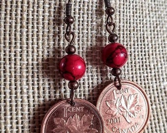 Boucles d'oreilles Penny canadiennes en cuivre 1990-2012, 4 choix