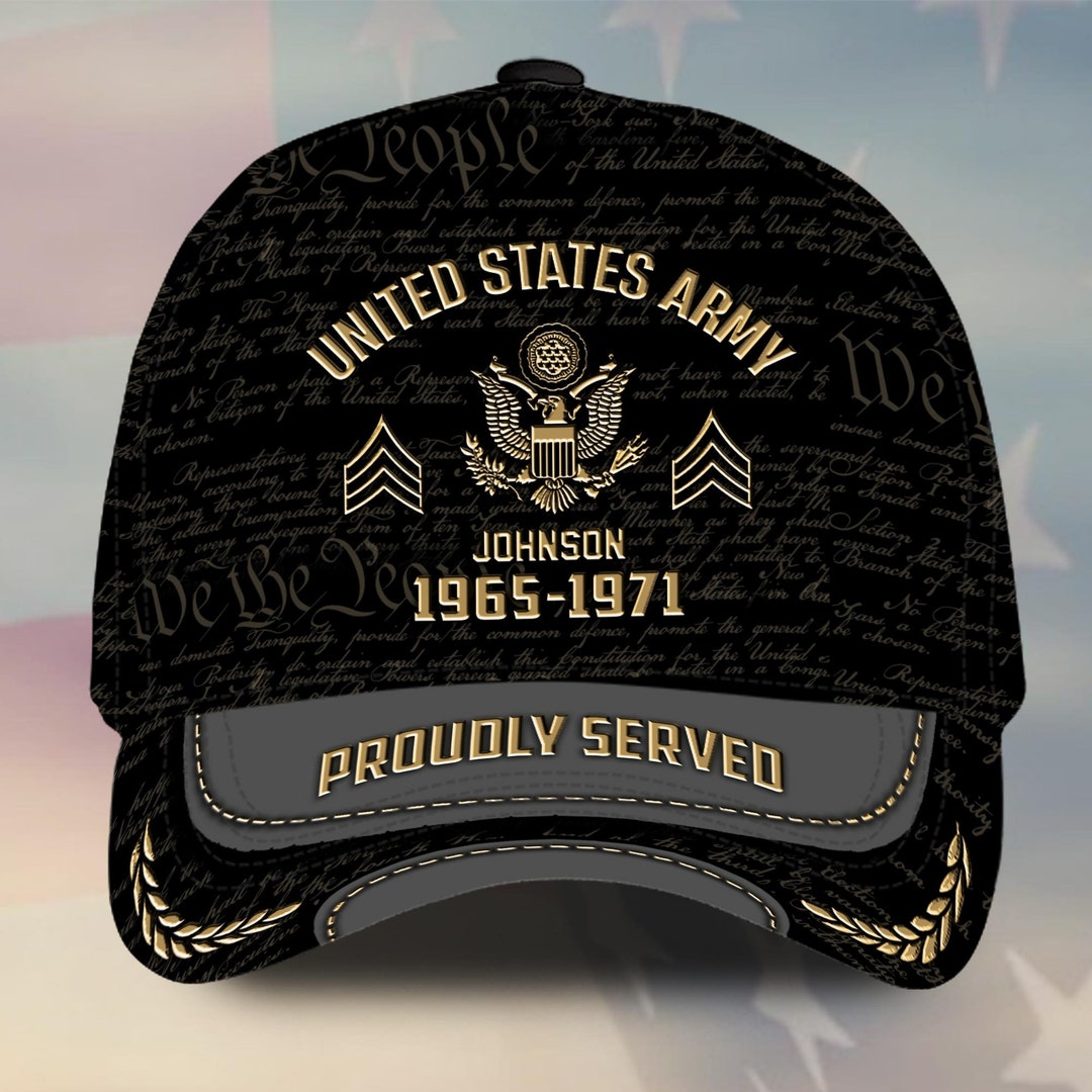 Customized U.S Army Veteran Hat, 3D Print Cap Personalized U.S Veteran ...