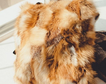 Fox Fur Pillow Cover | Real Red Fox Cushion Case | Luxury Sofa & Bed Decor | 16x16" Throw Pillow