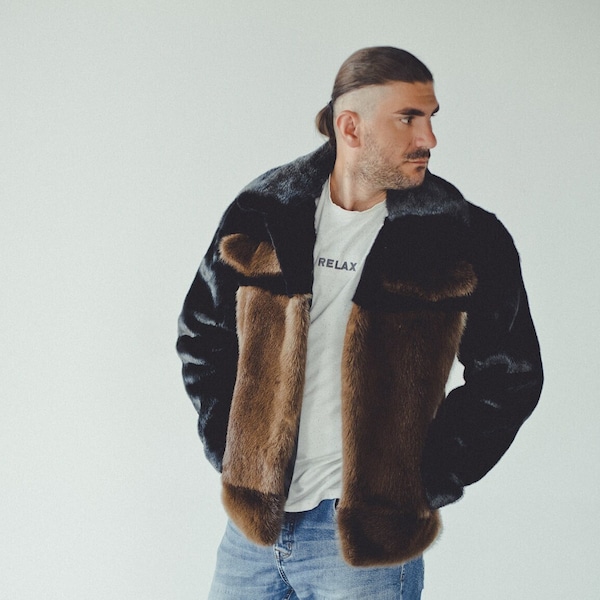 Mens Otter Fur Jacket - Winter Fur Coat  Men - Oversized Fur Coats Male