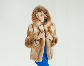 Fox Fur Coat Red | Women's Long Winter Coats | Oversized Fur