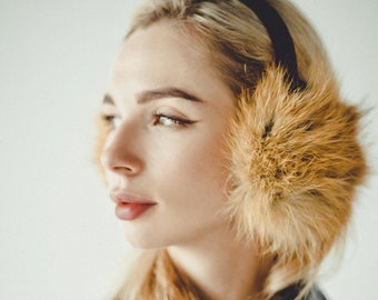 Red Fox Fur Earmuffs - Winter Ear Muffs  - Womens Ear Warmer
