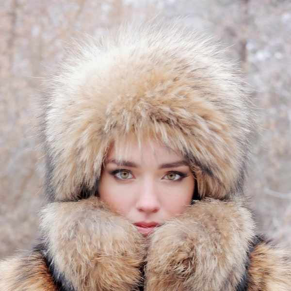 Real Fur Hat - Womens Winter Hats - Ushanka Russian - Trapper Hat