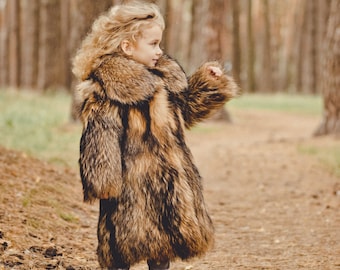 Babybontjas - echt bontjasje voor peuters - winterjassen voor kinderen - wasbeermeisjes bontjas