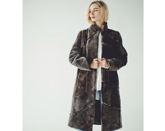 Grey Fur Coat Women - Women Beaver Fur Coats Oversized - Women's Long Winter Coats -   Anniversary gift for her