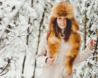 Fox Fur Collar for Jacket - Detachable Scarf for Women- Wedding Stole
