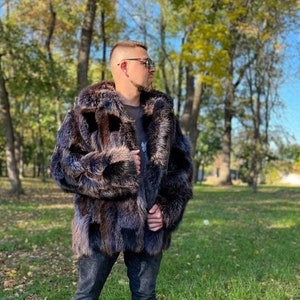 Mens Full Skin BLUE FOX Fur Jacket/coat With Stand Collar Mens Full Skin BLUE FOX Fur Jacket/coat With Stand Collar