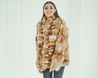 Fox Fux Jacket - Winter Bomber Coat Women  - Oversized Coats -  Gift for her