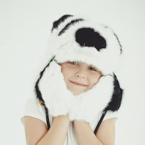 Panda Rabbit Fur Baby Hat: Handmade Winter Animal Hat