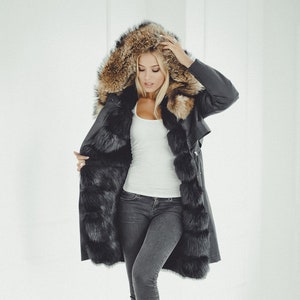 Fur Parka Coat For Women Hodded Winter Coat  Long Coat  Womens Windbreaker  Gift for her