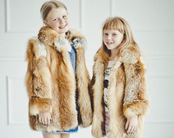 Handmade Baby Red Fox Fur Coat | Warm Winter Jacket