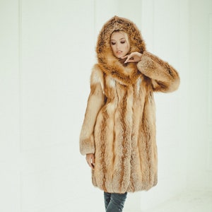 Red Fox Fur Coat Women Hodded Long Winter Coats Fur Jacket Womens ...