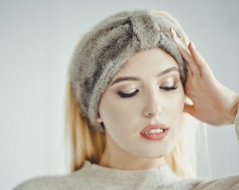 Fur Turban Band - Winter Headbands for Women - Mink Head Wraps - Womens Ear Warmer