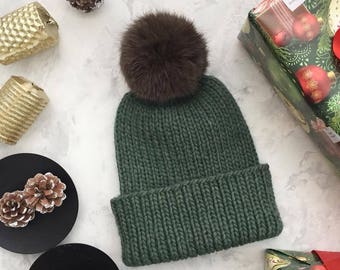 Rabbit Fur Pom Pom - Brown Detach Pompom for Hat - Large Faux Fur Pom Poms for Hats