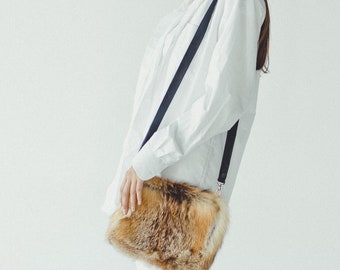 Fox Fur Purse  -  Real Fur Bags - Red Women Bag - Fox Fur Tote Bag